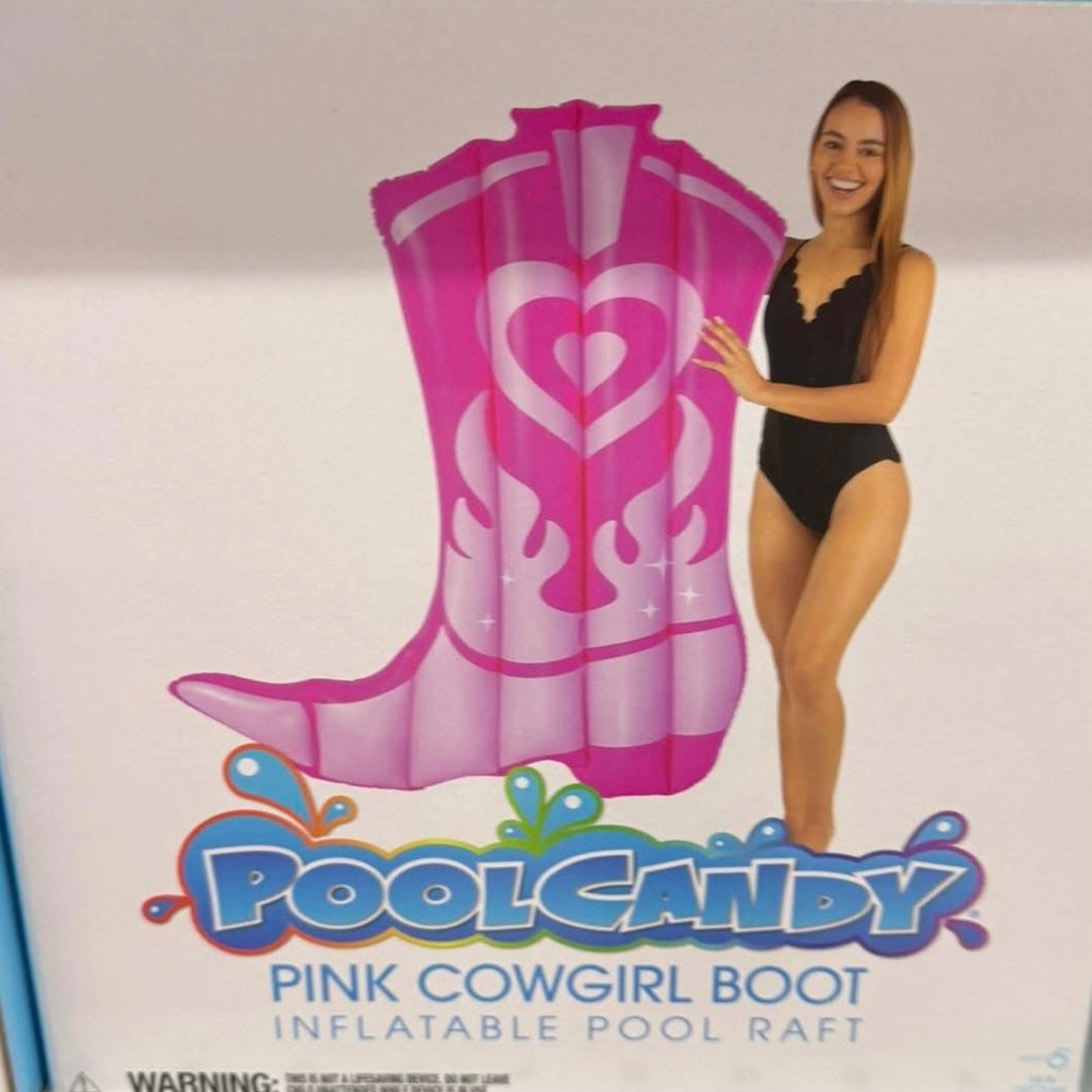 PoolCandy Pink Cowgirl Boot Inflatable Pool Raft